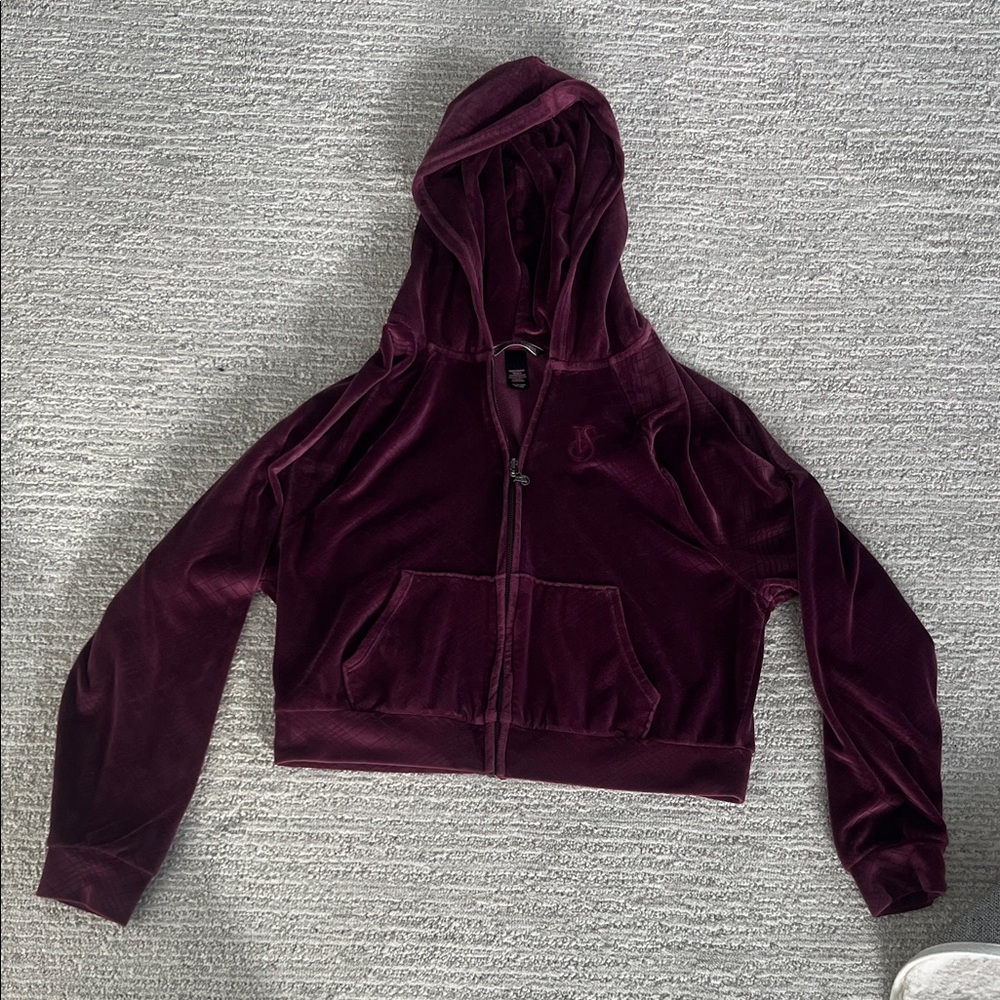 Victoria's Secret Velvet Maroon Hoodie Jacket